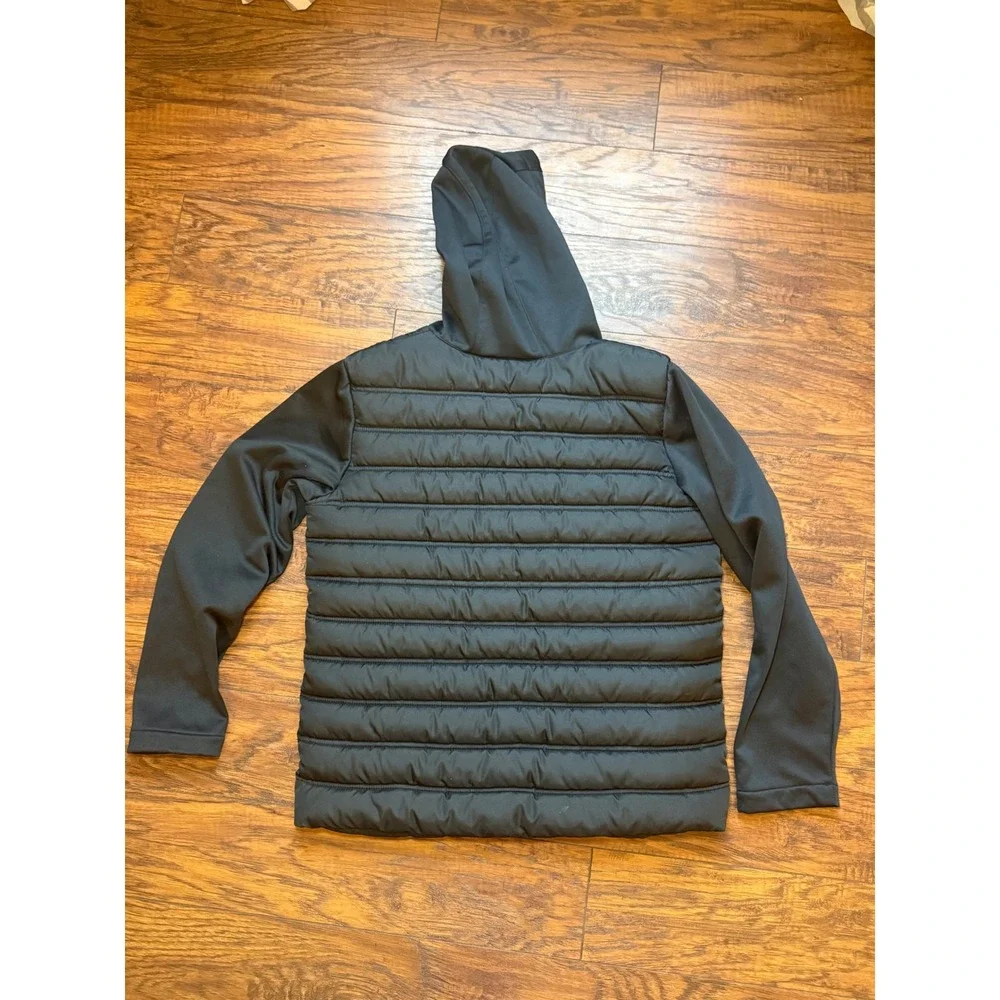 Jordan Kids Black Hybrid Puffer Jacket Full Zip Hooded Jumpman Coat Size L12-13Y